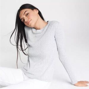 RAG & BONE SHEER PINSTRIPE KNIT LONG SLEEVE TOP